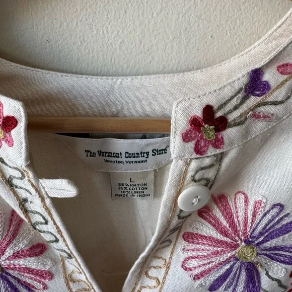 CONSIGNED—Embroidered Floral White Button-Front Jacket - Picture 7 of 10
